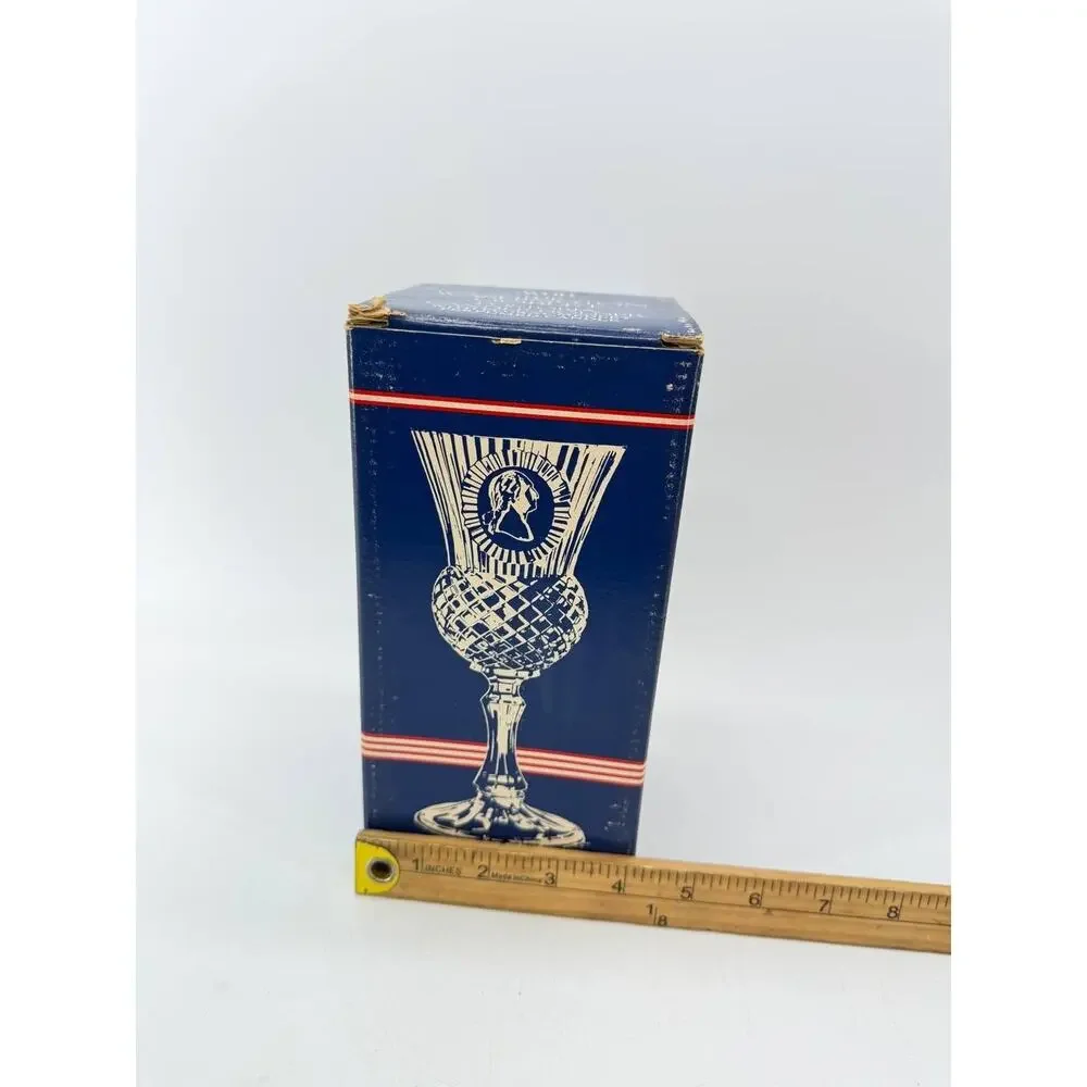 Avon Fostoria George Washington Blue Glass Goblet New Open Box 1.70 lb